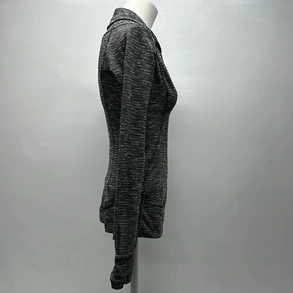 Lululemon Think Fast Pullover Long Sleeve Top Charcoal Herringbone Black Size 6 - Picture 4 of 11
